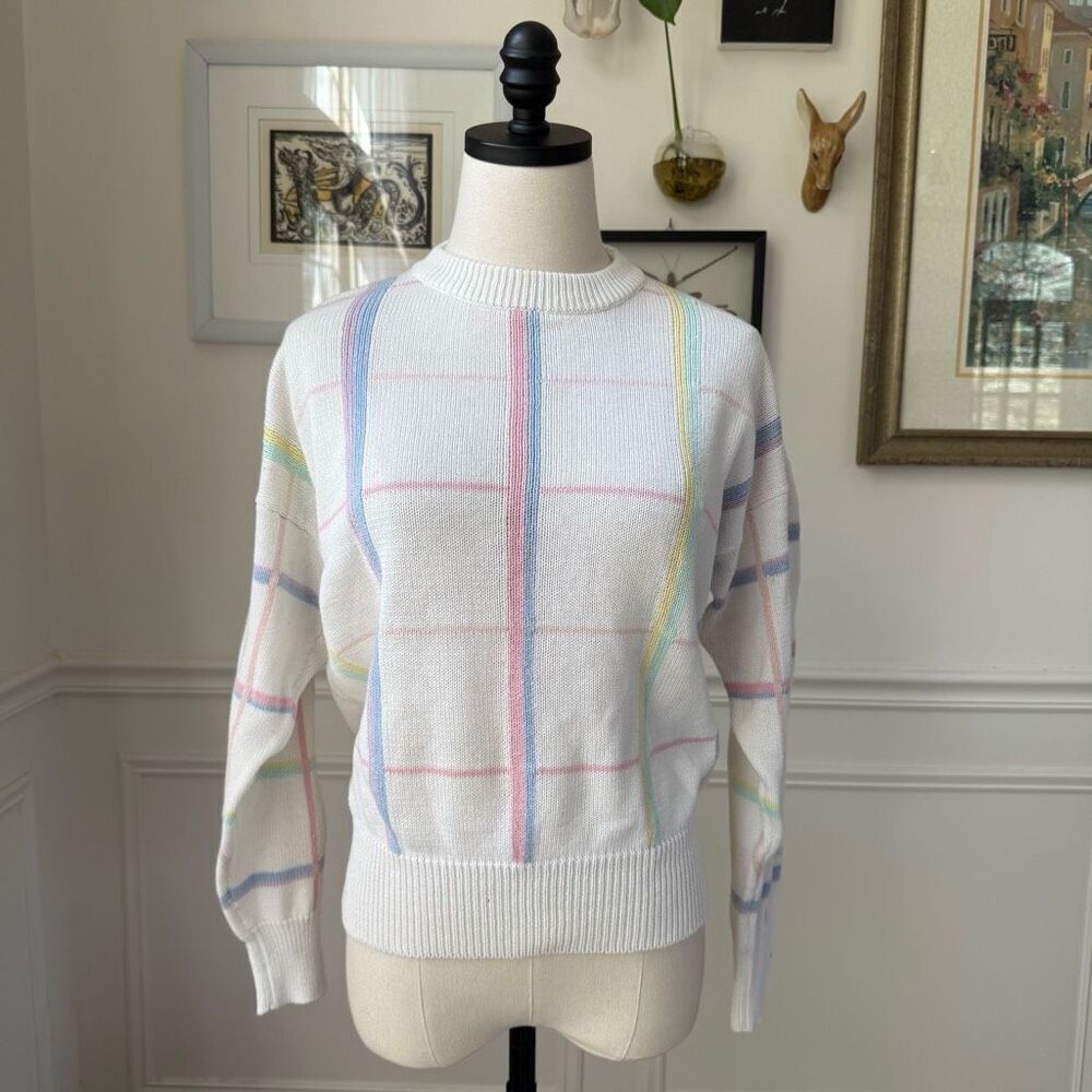 Vintage Head Sportswear Pastel Plaid Crewneck Sweater M